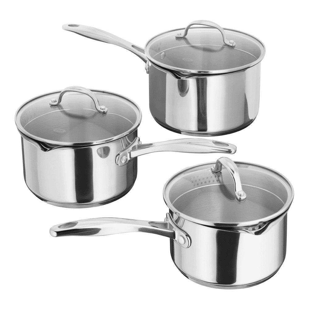 7000 3 Piece Draining Saucepan Set, Stainless Steel