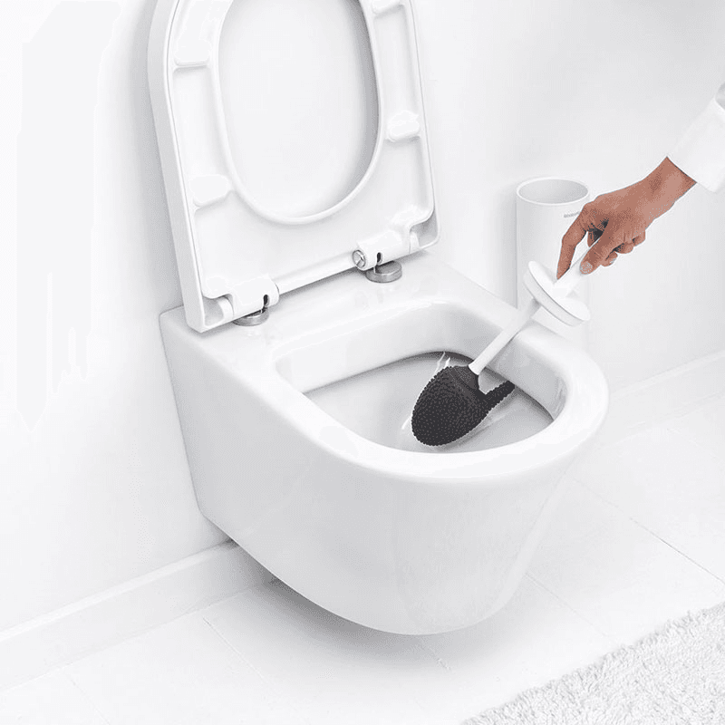 MindSet Toilet Brush and Holder, Mineral Fresh White