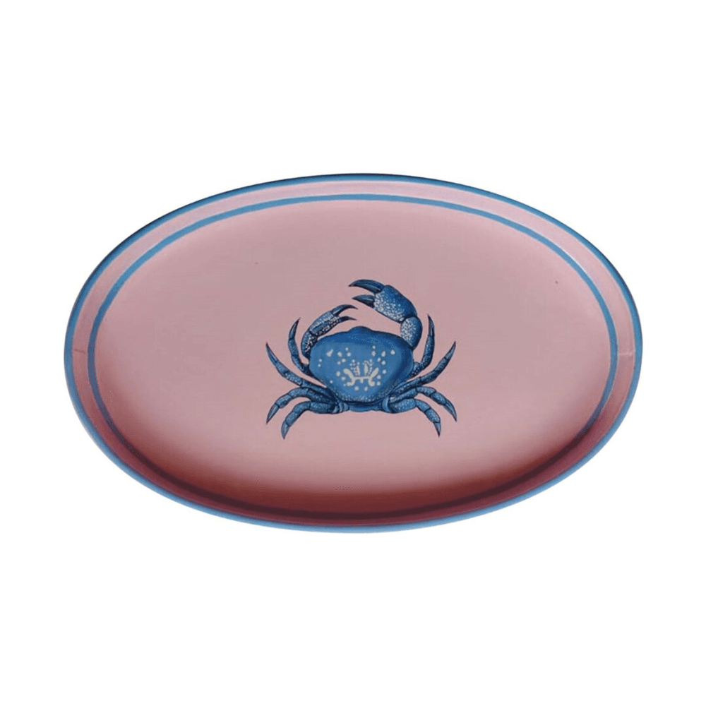 Flora Handpainted Crab Iron Tray, Pink