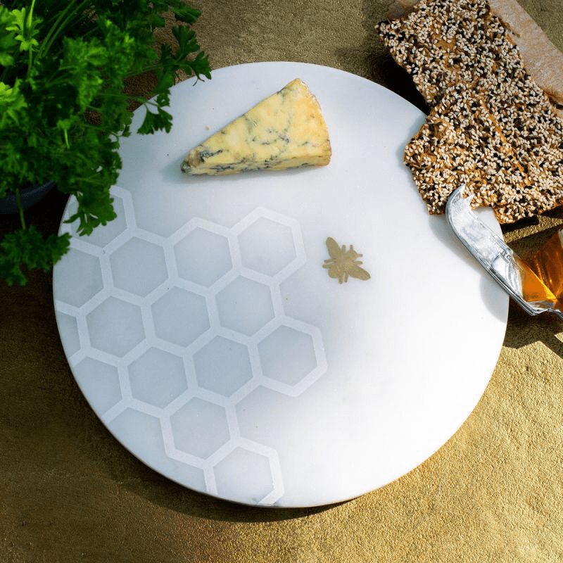 Bee Cheese Board, White