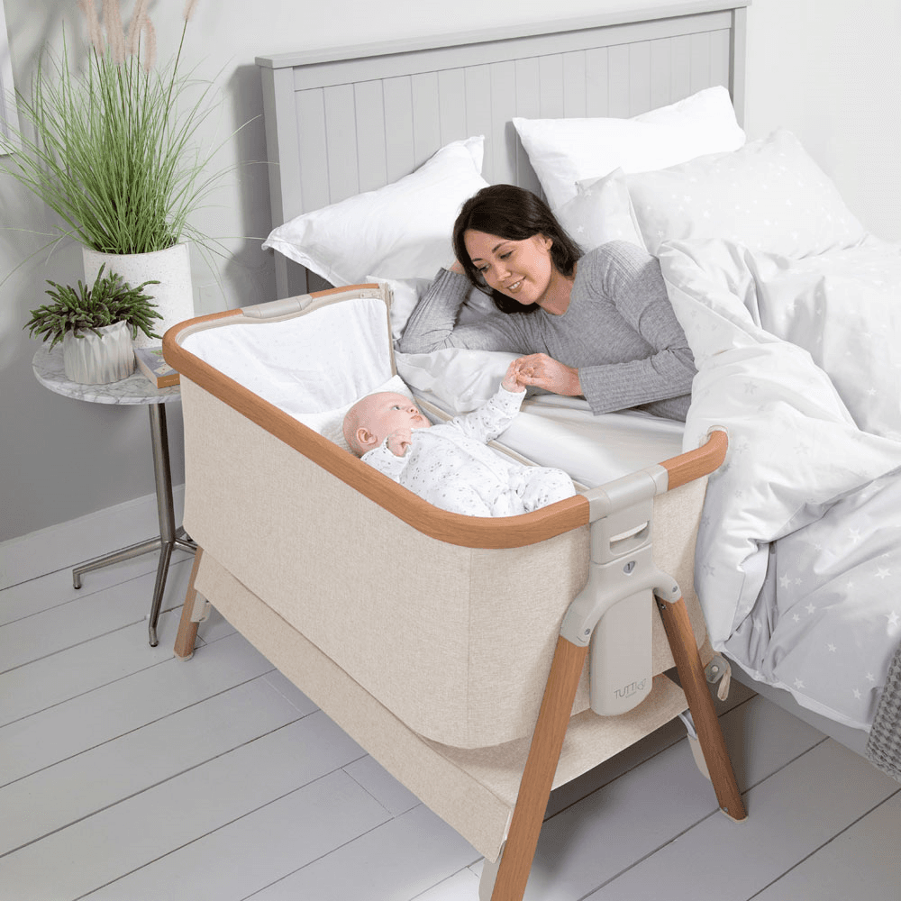 CoZee Bedside Crib, Scandinavian Walnut/Ecru