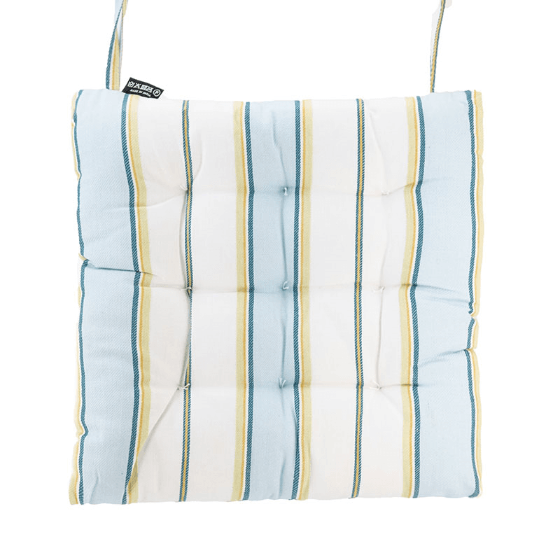 Buff Square Seat Pad, Blue Stripe