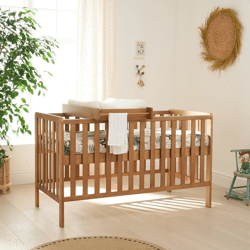 Malmo 3 in 1 Cot Bed with Cot Top Changer & Mattress, Oak