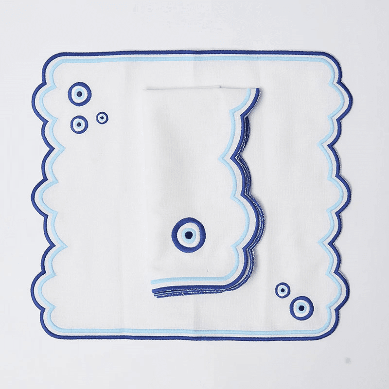 Evil Eye Set of 4 Napkins, Blue