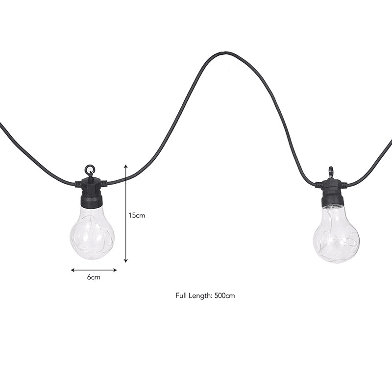 Classic 10 Bulbs Festoon Lights Extension Kit, Black