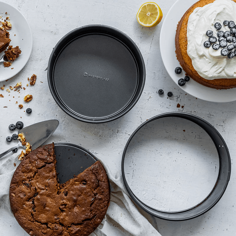 Pair of spring form cake pans, non-stick