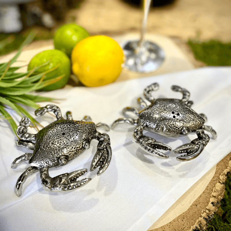 Crab Salt and Pepper Set, Silver