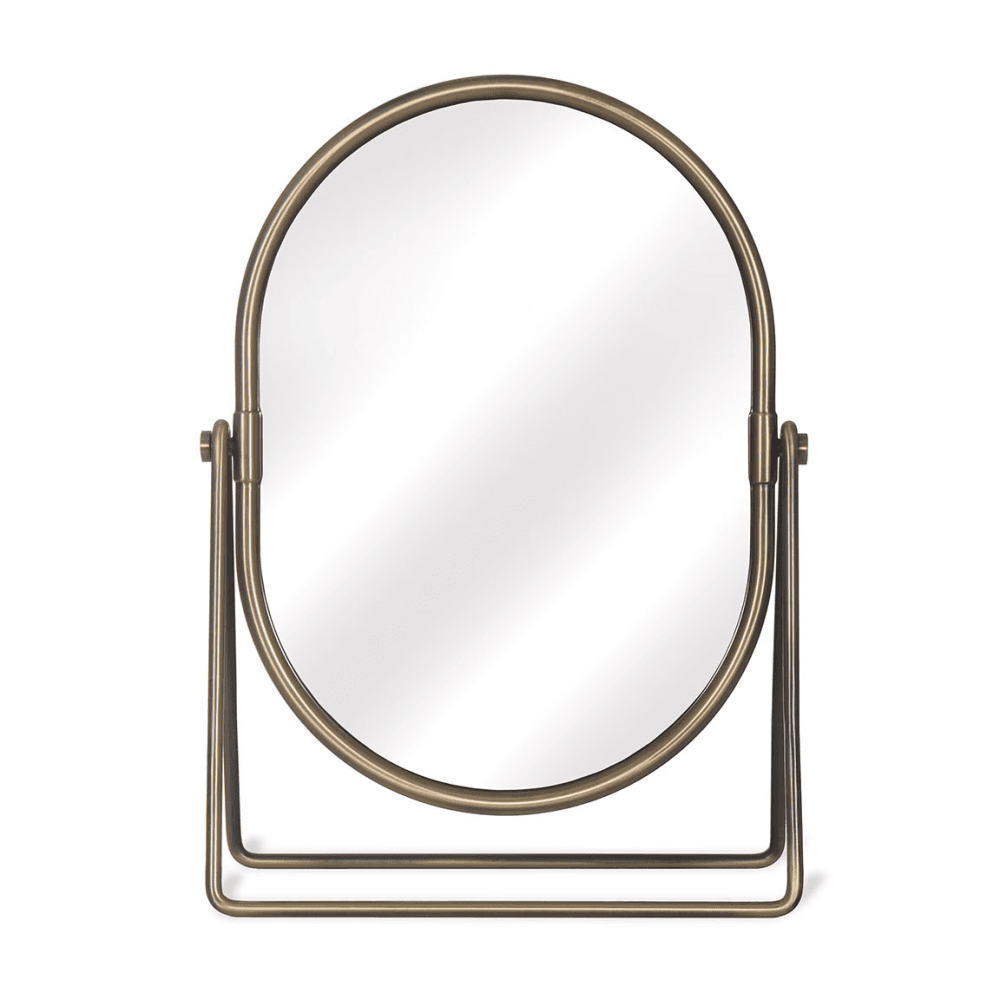 Novello Vanity Mirror, Antique Brass