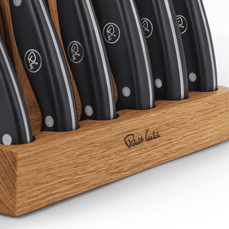 Professional Angle 7 Piece Oak Knife Block Set, Oak