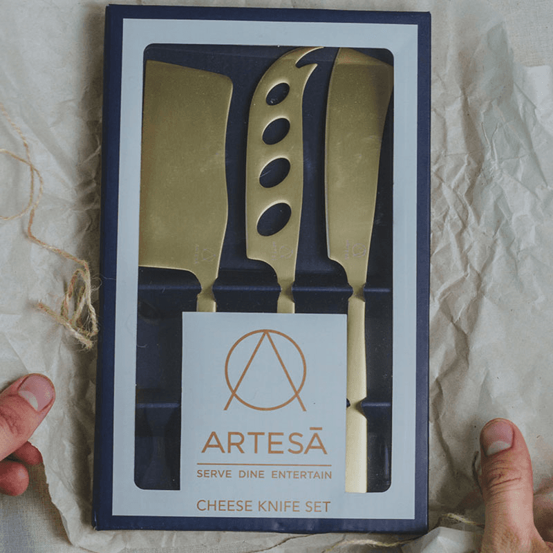 Set of 3 Cheese Knife Set, Brass