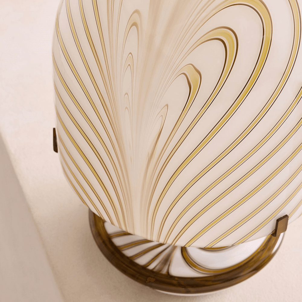 Francesco Table Lamp, Italian Murano Glass & Antique Brass