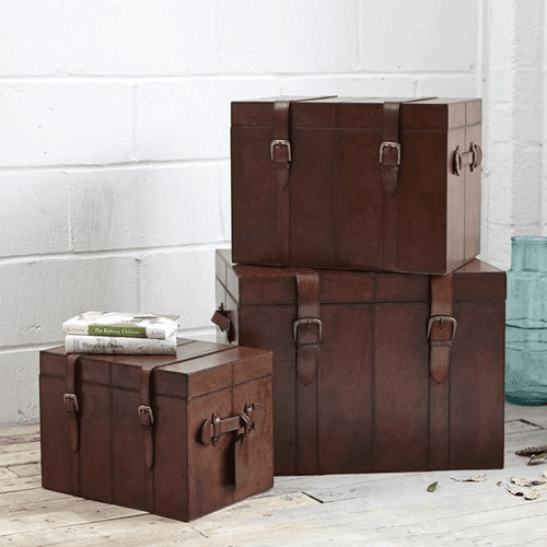 Leather Small Trunk, Conker Brown