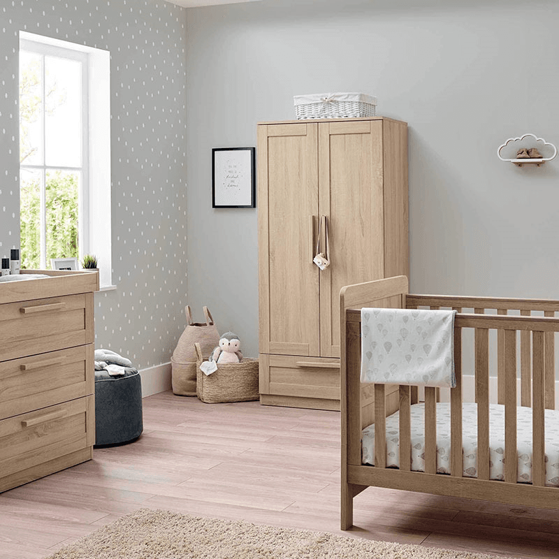 Atlas 3 Piece Nursery Furniture Set (excl. Mattress), Light Oak