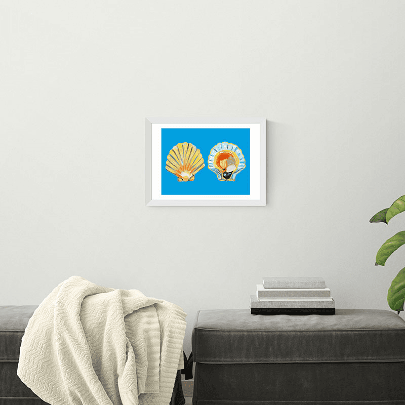 Alice Straker Scallops On Blue Framed Print, Blue