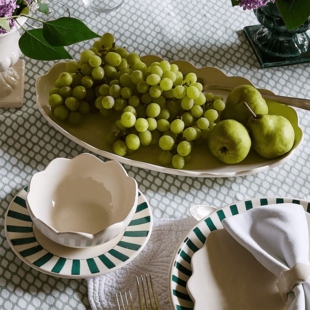 Scalloped Large Oval Platter, Cream