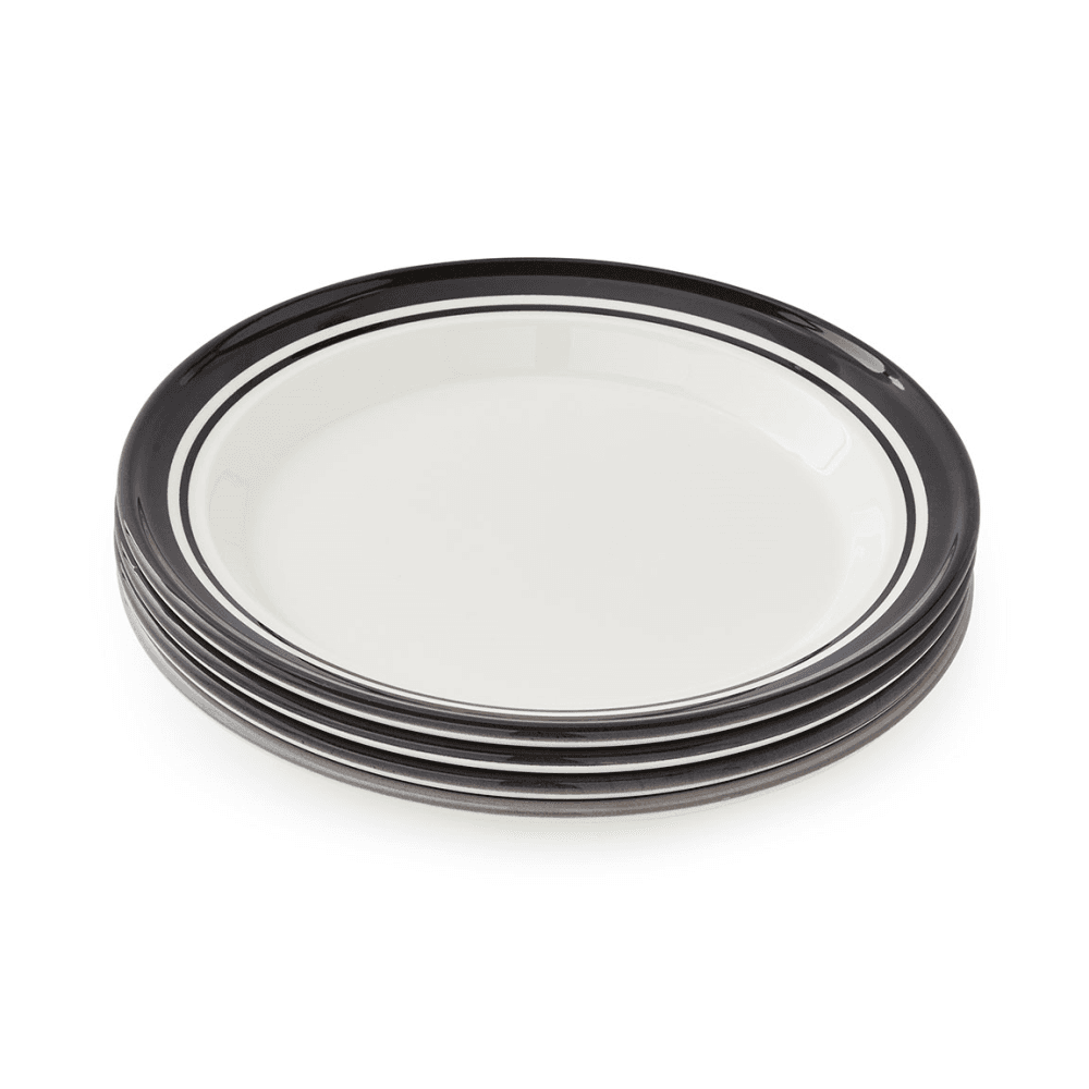 Potters Stripe Set of 4 Dinner Plates, Black