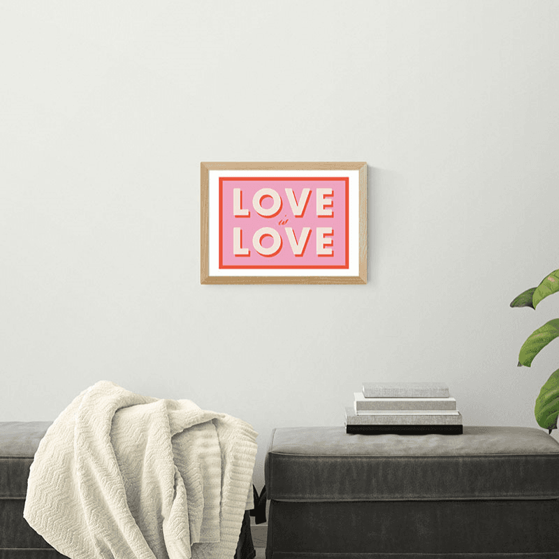 Studio Eleni Love Is Love Print, Oak Frame