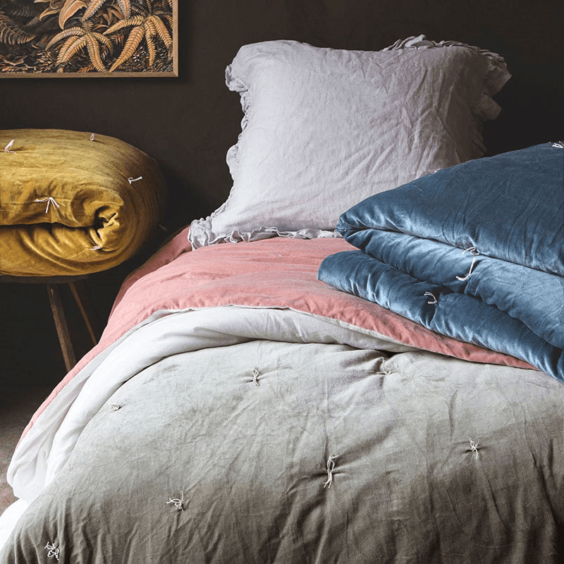 Pebble Velvet Quilt, Mustard