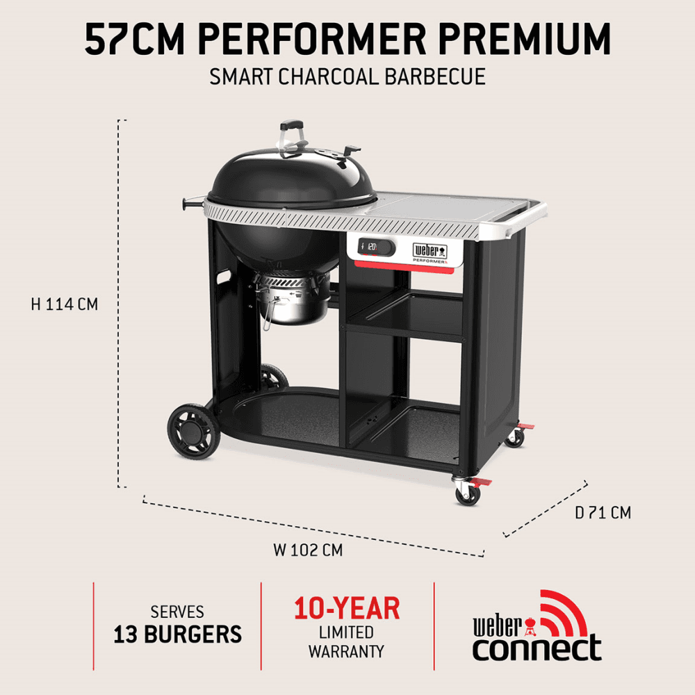 Performer Premium Smart Charcoal Barbecue, Black