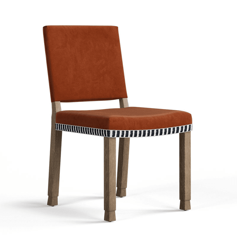 Abbey Velvet Dining Chair, Dirty Orange