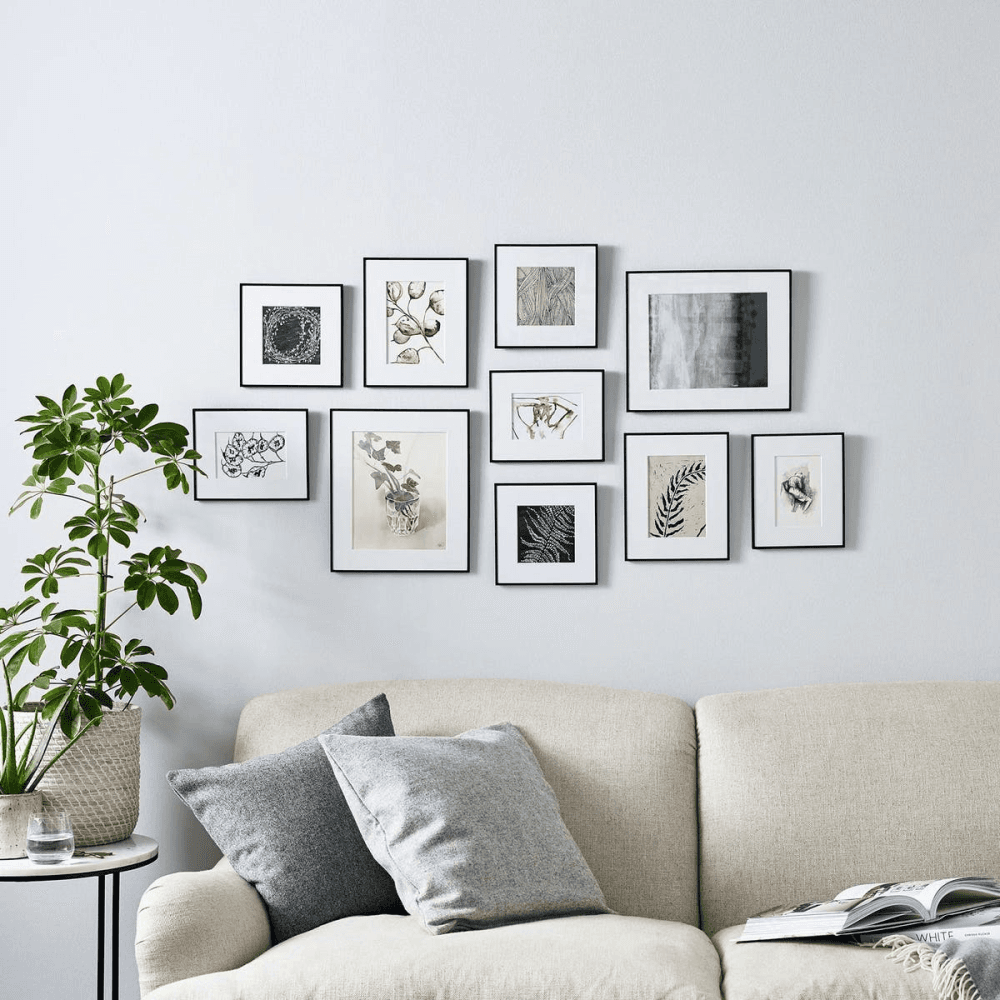 Fine Black Gallery Set of 10 Frames, Black