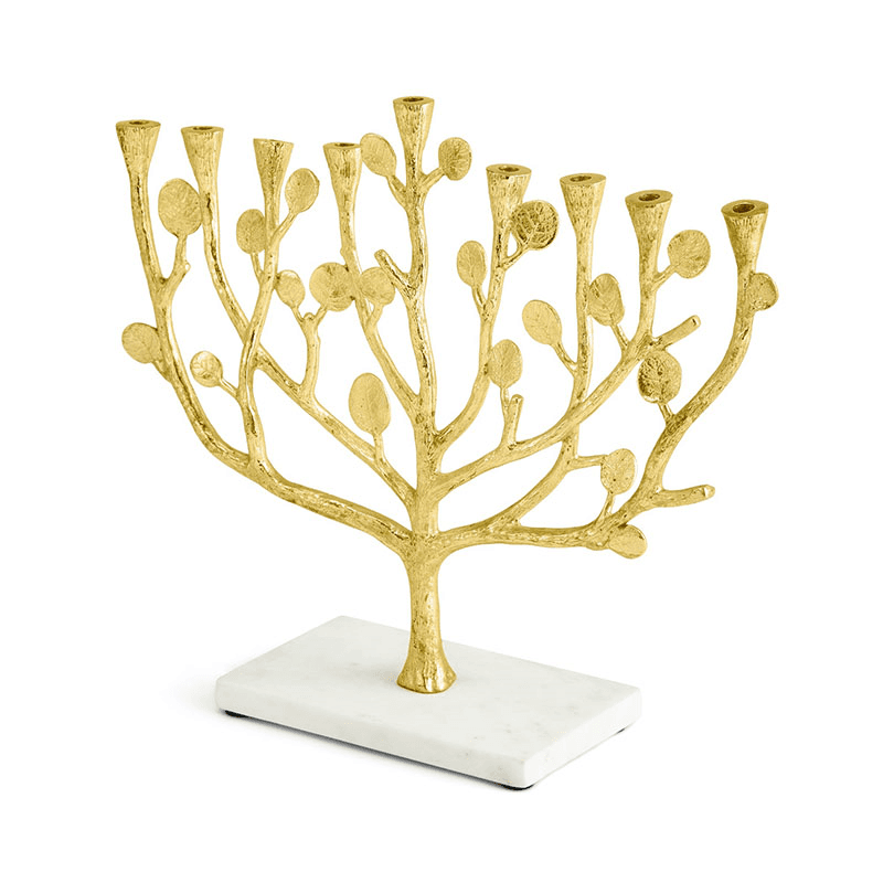 Botanical Leaf Menorah, Gold