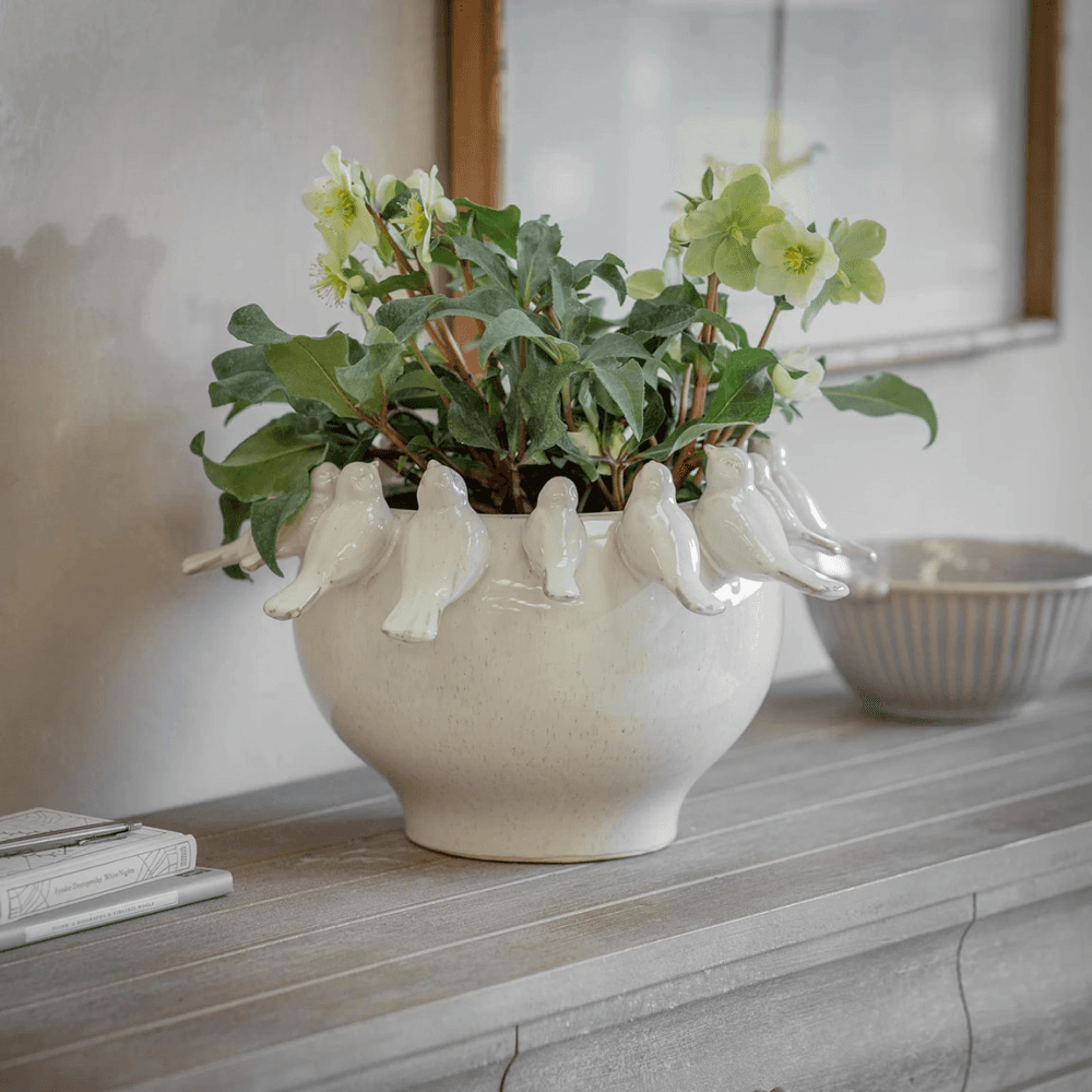 Kersey Bird Planter, White