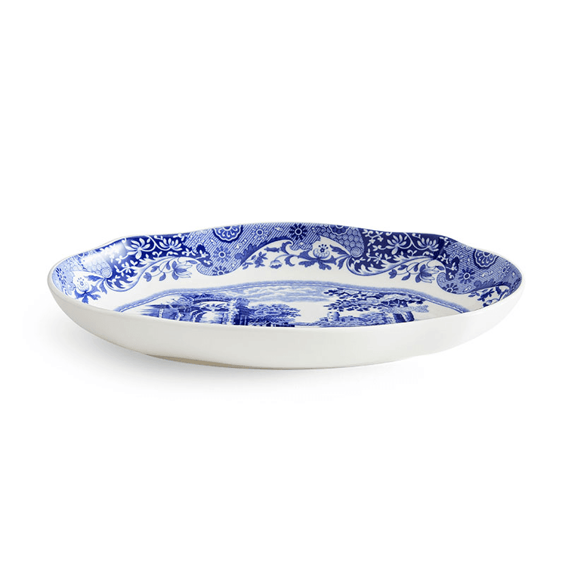 Blue Italian Oval Fluted Dish, Blue