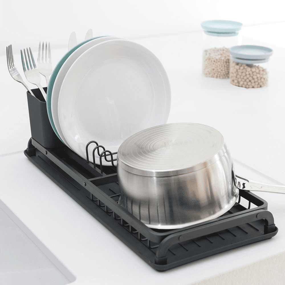 Compact Dish Drying Rack, Dark Grey