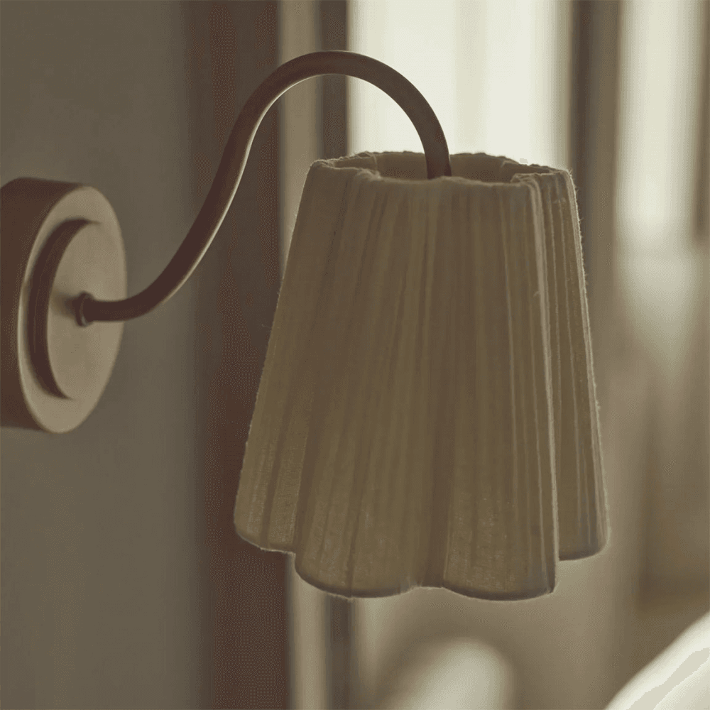 Cecile Gathered Linen Wall Light, Natural