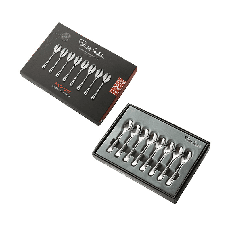 Radford Bright 8 Piece Espresso Spoon Set, Stainless Steel