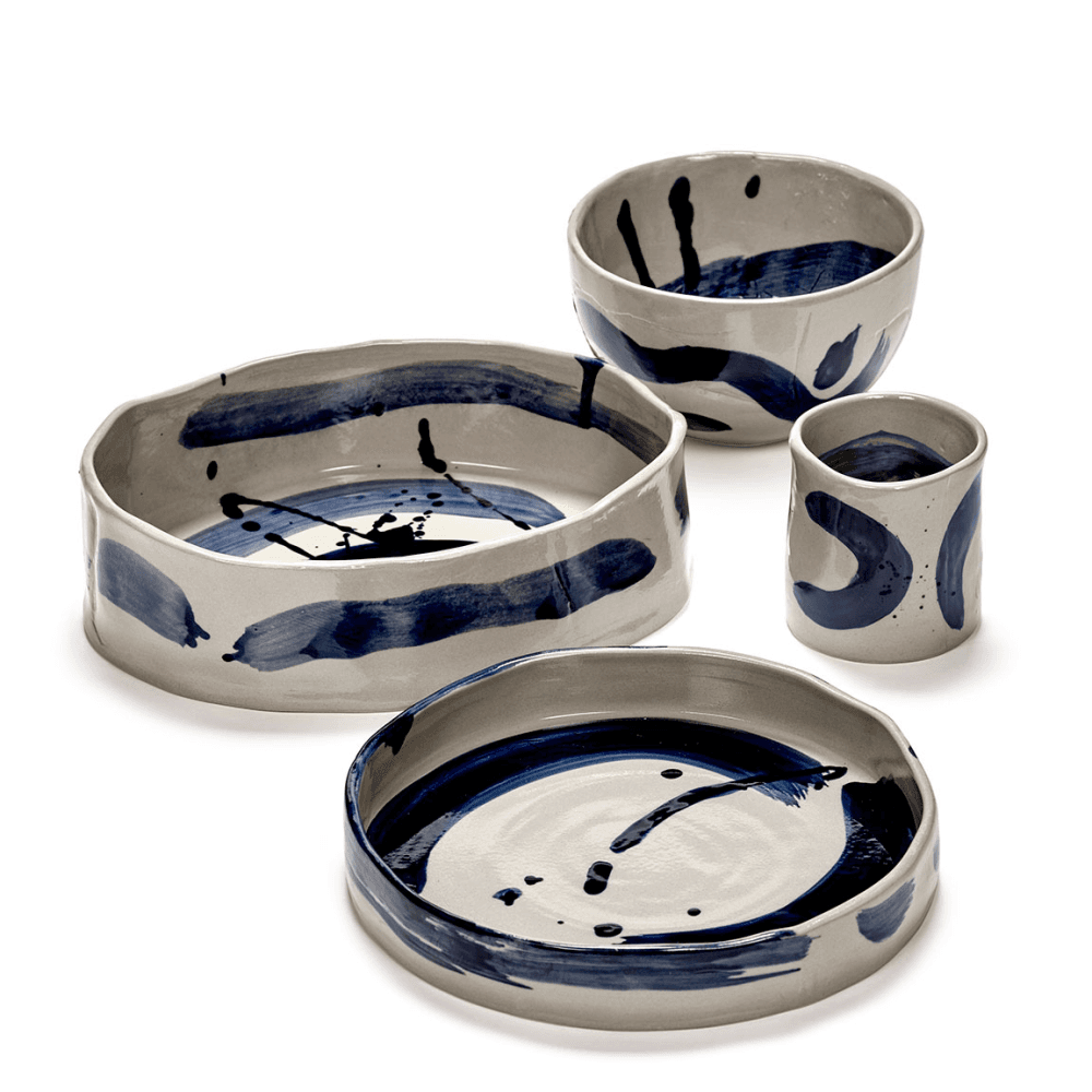 Sophia by Marie Michielssen Oval Deep Serving Plate, Beige Blue