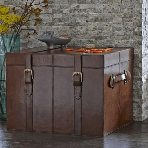 Leather Small Trunk, Conker Brown