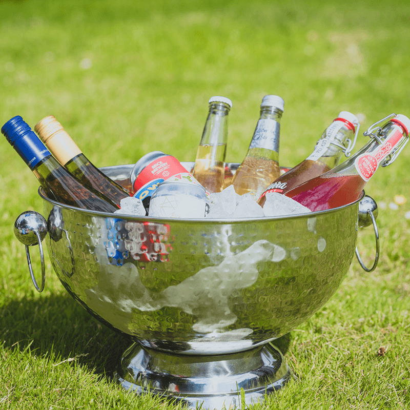Champagne Bowl, Hammered Stainless Steel