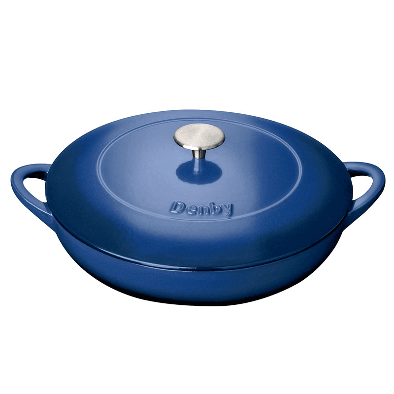 Cast Iron Shallow Casserole Dish, Cobalt Blue