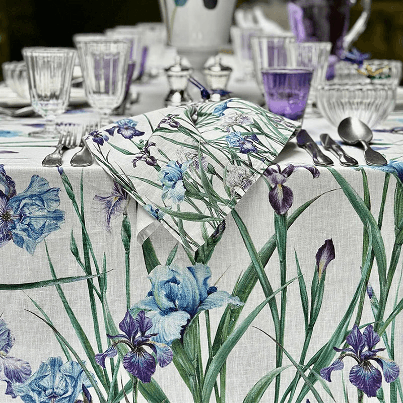 Iris Linen Tablecloth, Purple