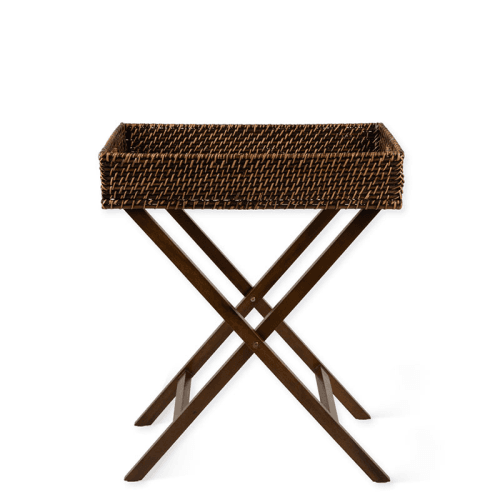 Image showing the Wittering Rattan Side Table With Stand, Antique Brown product.