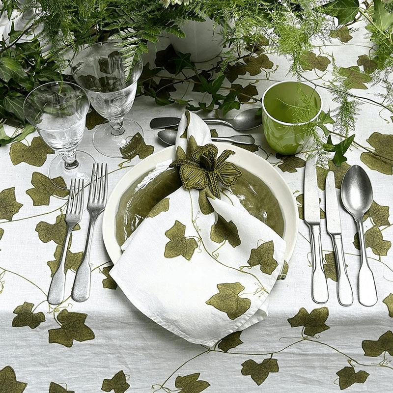 Ivy Herbarium Linen Napkin, Green