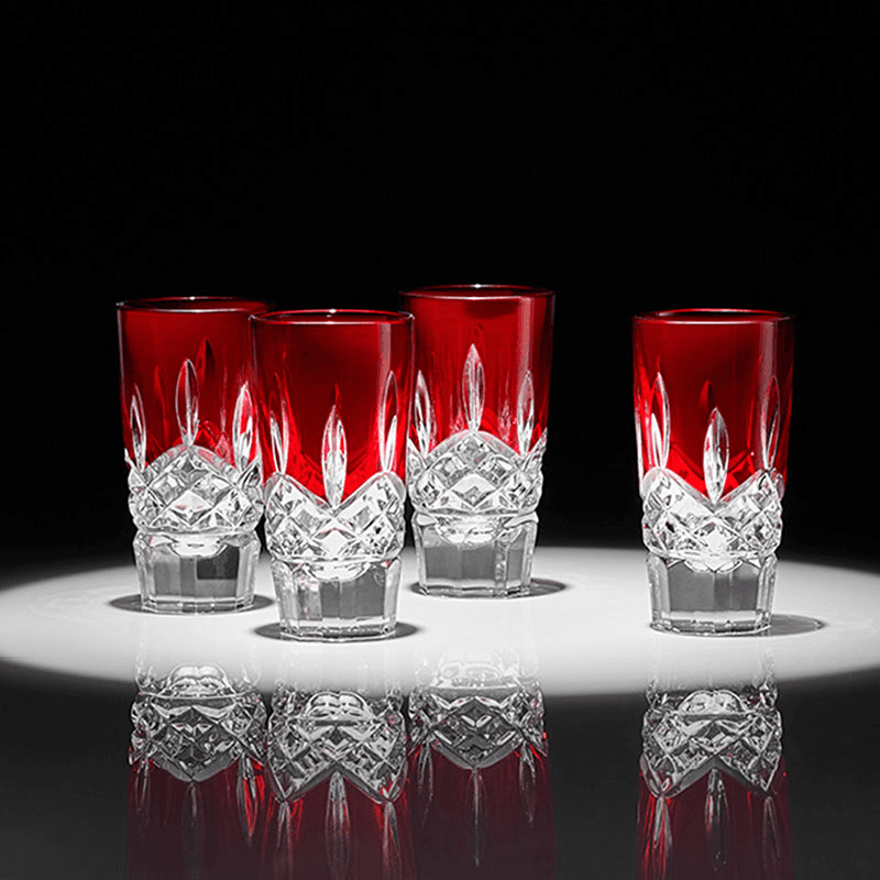 Lismore Set of 4 Shot Glasses, Red