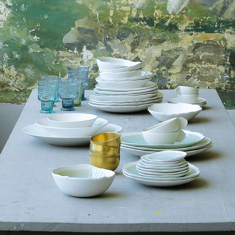 Plume Pair of soup plates, white pearl