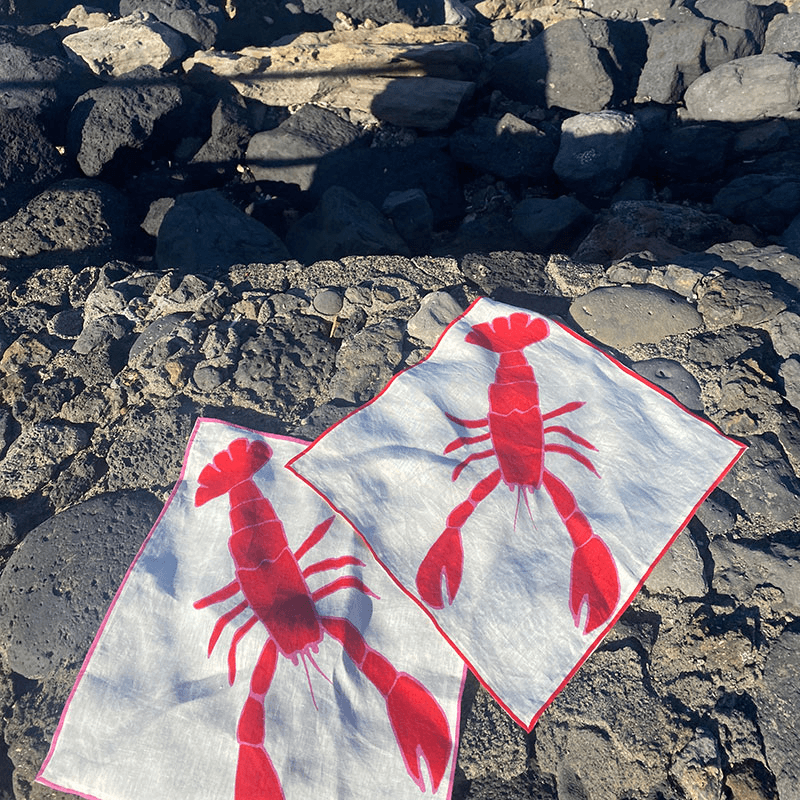 Lobster Set of 2 Napkins, Red