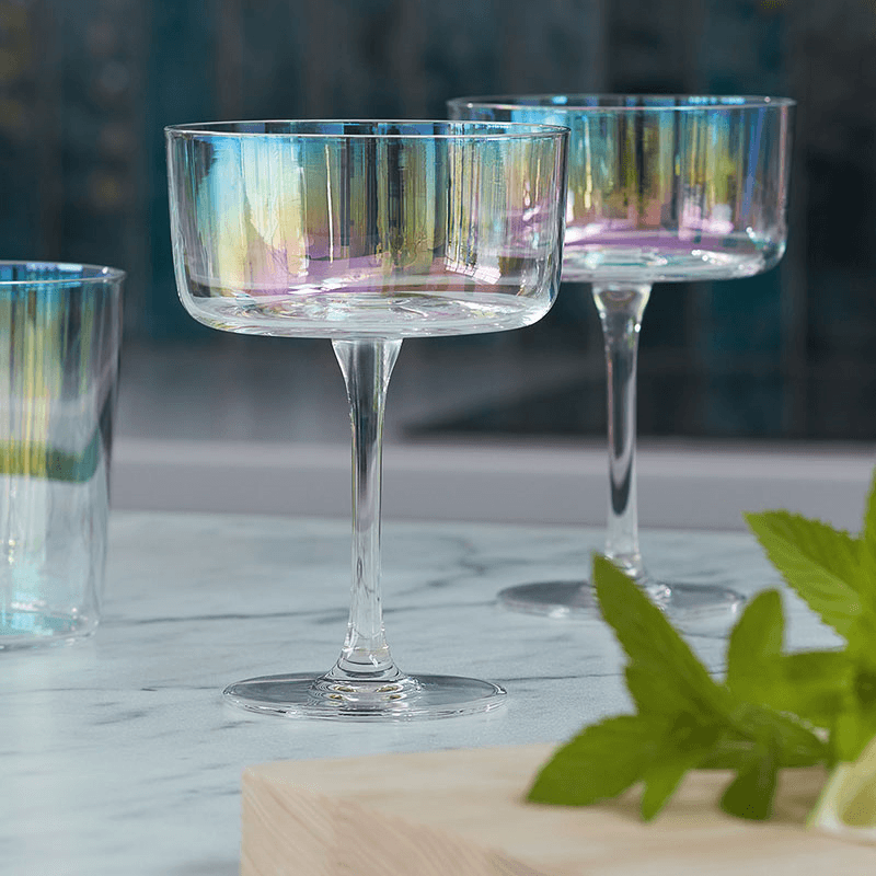Iridescence Set of 2 Champagne/Cocktail Glasses, Mother of Pearl