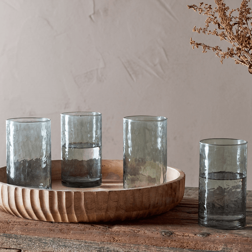 Yala Set of 4 Hammered Highballs, Sage Green
