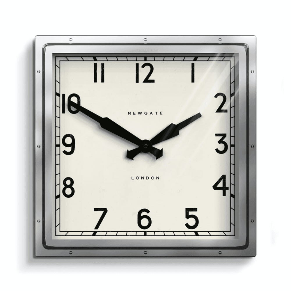 Quad Wall Clock, Polished Chrome Steel
