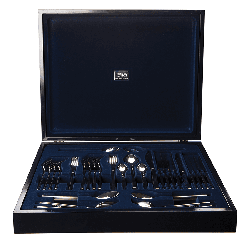 Aria 44 Piece Cutlery Set With Canteen, Mirror Finish