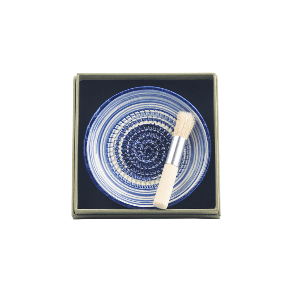 Ripple Garlic Grater & Brush Set, Blue