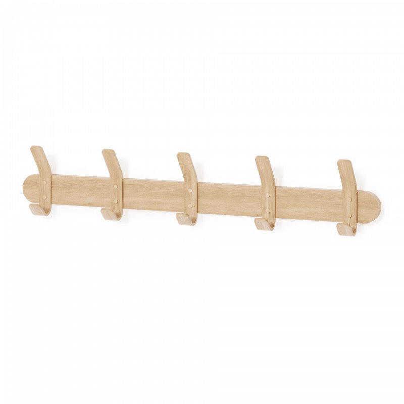 Left Hook 5 Hooks Rail, Oak