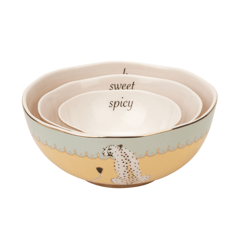 Cheetah Set of 3 Nesting Bowls, Multi