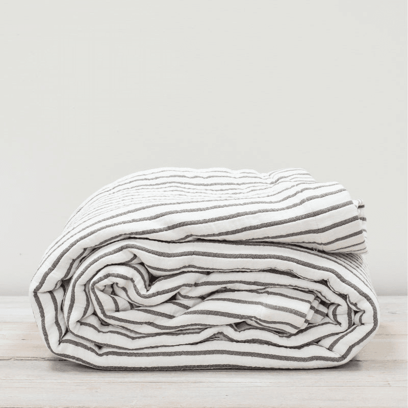 Hikari Striped Throw, Grey & White