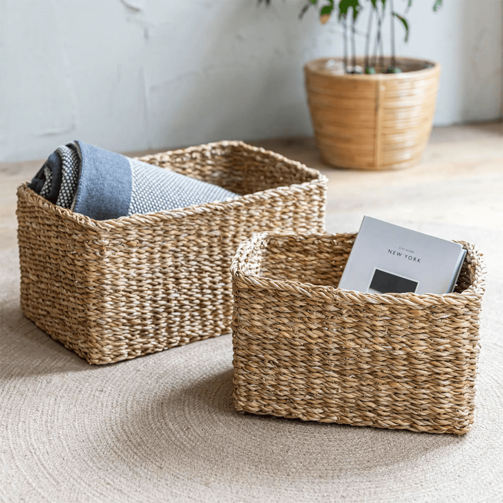 Brading Set of 2 Rectangular Baskets, Natural